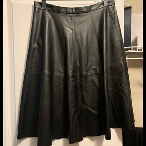 Faux Leather Flare Midi Skirt